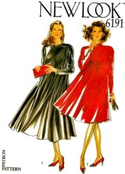 6191 NEW LOOK COOL LONG SLEEVE SWING TENT DRESS LENGTHS PATTERN 8-18